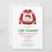 Simple Funny Ugly Sweater Christmas Party Einladung (Vorderseite)