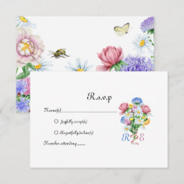 Simple Garden Spring Daisy Wildflower Minimal RSVP Karte