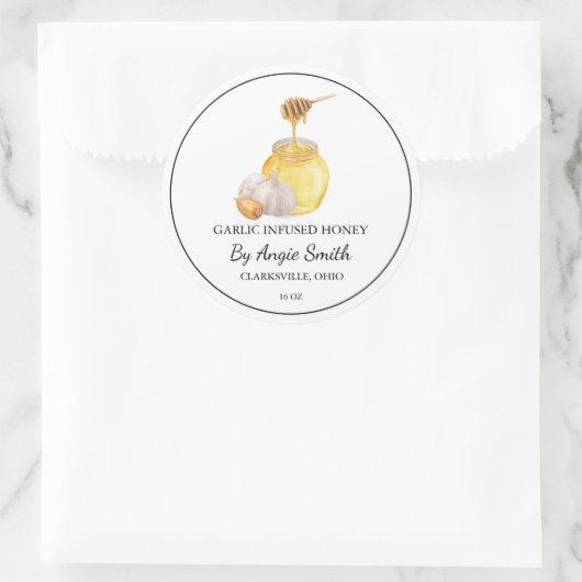 Simple Garlic Infused Honey Label Runder Aufkleber (Tasche)