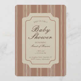 Simple Gender Neutral Geometric Stripe Brown Beige Einladung