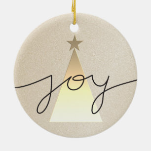Simple Geometric Black and Gold Joy Weihnachten Keramik Ornament