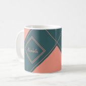 Simple Geometric Diamond Individuelle Name Kaffeetasse (Vorderseite Links)