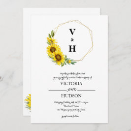 Simple Geometric Gold Sonnenblume Einladung