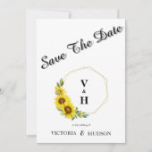 Simple Geometric Gold Sonnenblume Save The Date (Vorderseite)