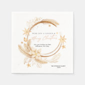 Simple Geometric Golden Floral Christmas Serviette (Vorderseite)