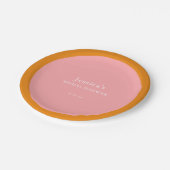Simple Geometric Pink Orange Custom Bridal Shower Pappteller (Schrägansicht)