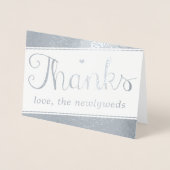 Simple Geometric Script Foto Wedding Vielen Dank Folienkarte (Vorderseite)