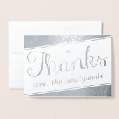 Simple Geometric Script Foto Wedding Vielen Dank Folienkarte (Vorderseite mit Umschlag)