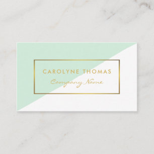 Simple Geometric White & Gold Foil Effect Visitenkarte
