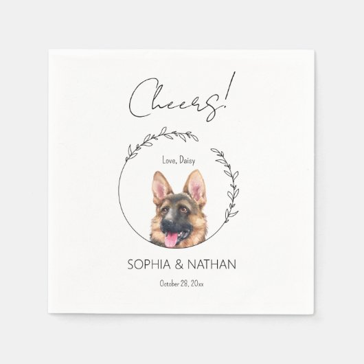 Simple German Shepherd Wedding Cocktail Napkins Serviette (Vorderseite)