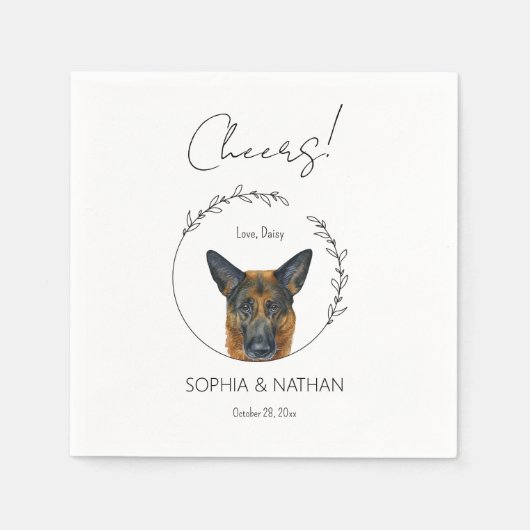 Simple German Shepherd Wedding Cocktail Napkins Serviette (Vorderseite)