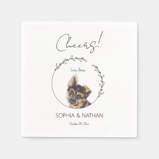 Simple German Shepherd Wedding Cocktail Napkins Serviette (Vorderseite)