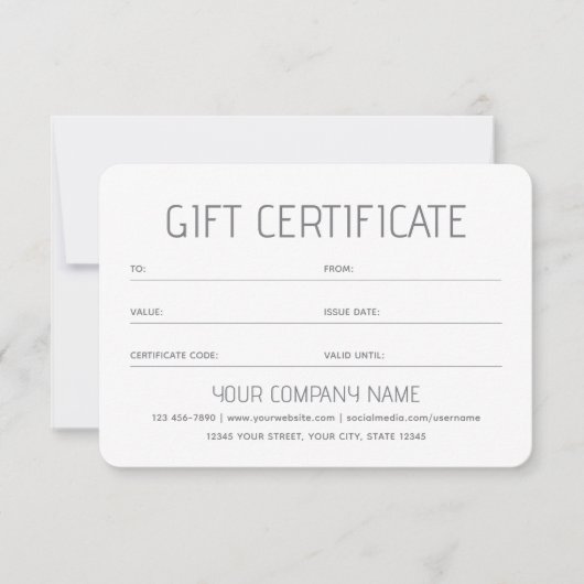 Simple Gift Certificate Custom Photo Logo Card (Vorderseite)
