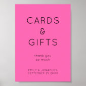 Simple Gifts and Cards Hot Pink Wedding Sign Poster (Vorne)