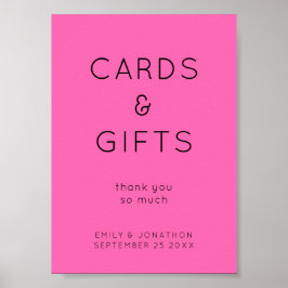 Simple Gifts and Cards Hot Pink Wedding Sign Poster