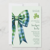 Simple Gingham Bow Elegant Irish Brautparty Einladung (Vorderseite)