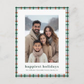 Simple Gingham Foto Glücklichste Weihnachten (Vorderseite)