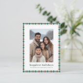 Simple Gingham Foto Glücklichste Weihnachten (Stehend Vorderseite)