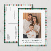 Simple Gingham Foto Glücklichste Weihnachten (Vorne/Hinten)