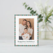 Simple Gingham Foto Glücklichste Weihnachten (Stehend Vorderseite)