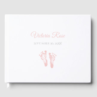 Simple Girl Birth Memento Wertvoll Pink Footprints Gästebuch