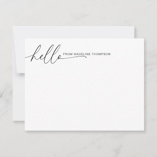 Simple Girl Hello Script Name Contemporary Mitteilungskarte (Vorderseite)