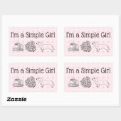 Simple Girl - Kaffee, Pizza & Dog (Blatt 4) Rechteckiger Aufkleber (Blatt)