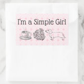 Simple Girl - Kaffee, Pizza & Dog (Blatt 4) Rechteckiger Aufkleber (Tasche)
