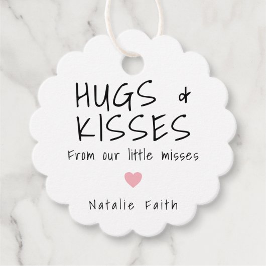 Simple Girl Pink Heart Niedlich Baby Dusche Geschenkanhänger (Vorderseite)