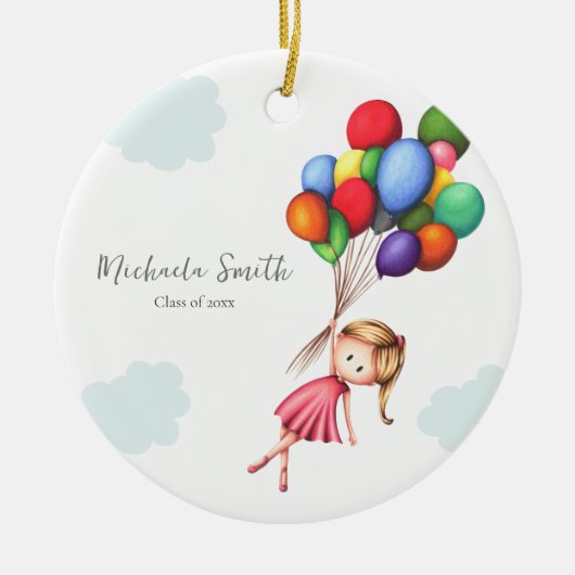 Simple Girl with Balloons Class of Abschluss Keramik Ornament (Vorne)