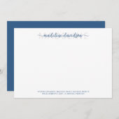 Simple Girly Light Navy Blue Name Stationery Mitteilungskarte (Vorne/Hinten)