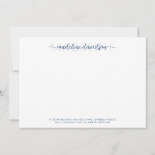 Simple Girly Light Navy Blue Name Stationery Mitteilungskarte