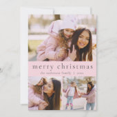 Simple Girly Pink Multi Foto Frohe Weihnachten (Vorderseite)