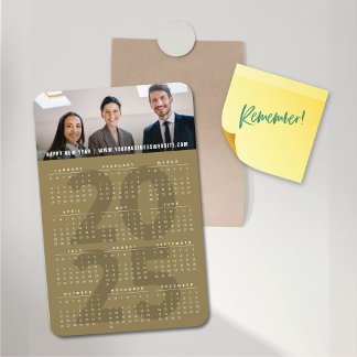 Simple Gold 2025 Calendar Minimalistisch Holiday F Magnet