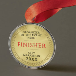 Simple Gold And Red Race Finish Recognition Medal Ornament Aus Metall