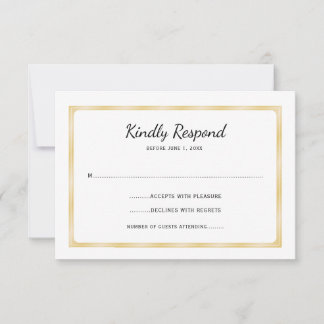 Simple Gold and White Event RSVP Karte