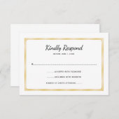 Simple Gold and White Event RSVP Karte (Vorne/Hinten)