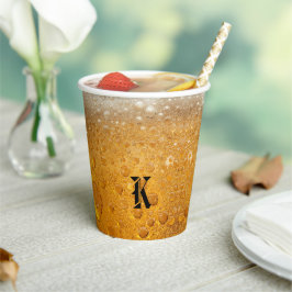 Simple Gold Beer Monogram Christmas party Pappbecher