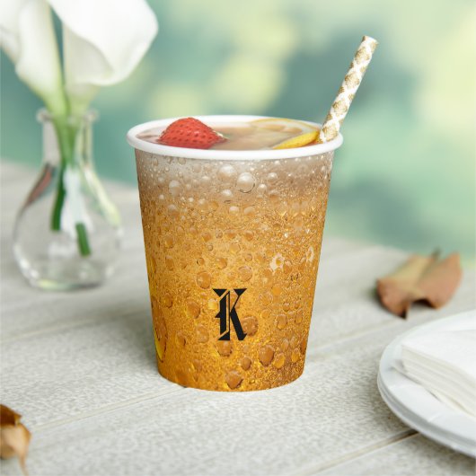 Simple Gold Beer Monogram Christmas party Pappbecher (In Situ)
