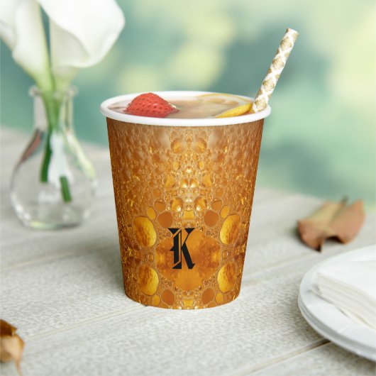 Simple Gold Beer Monogram Christmas party Pappbecher (In Situ)