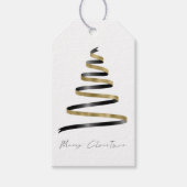 Simple Gold Black Tree Script Frohe Weihnachten Geschenkanhänger (Vorderseite)