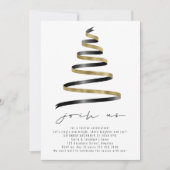 Simple Gold Black Tree Weihnachts-Party Einladung (Vorderseite)