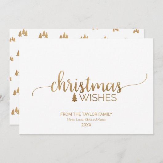 Simple Gold Calligraphy Christmas Feiertagskarte (Vorne/Hinten)