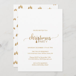 Simple Gold Calligraphy Christmas Party Einladung