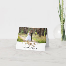 Simple Gold Calligraphy Foto Dankeschön Card Dankeskarte