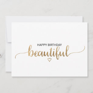 Simple Gold Calligraphy Happy Birthday Beautiful Karte