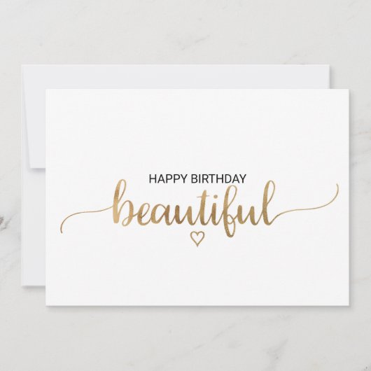 Simple Gold Calligraphy Happy Birthday Beautiful Karte (Vorderseite)