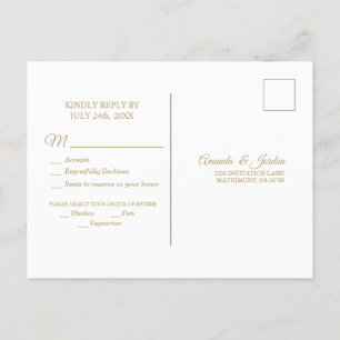 Simple Gold Calligraphy Response Postcard Einladungspostkarte