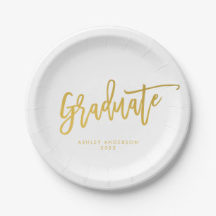 Simple Gold Calligraphy Script Graduation Party Pappteller