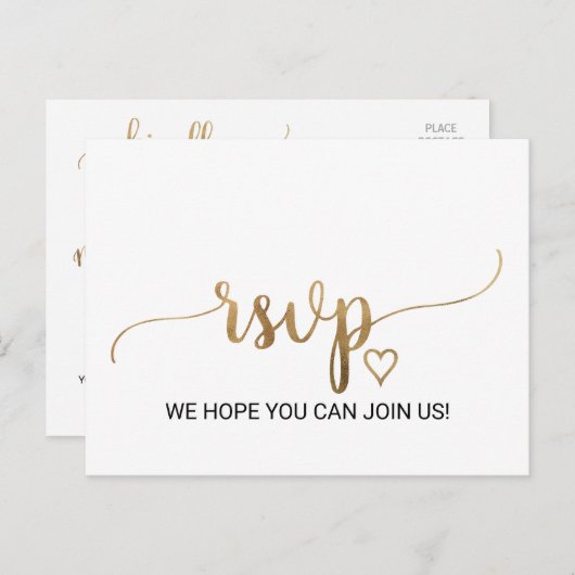 Simple Gold Calligraphy Song Request UAWG Postcard Einladungspostkarte (Vorne/Hinten)